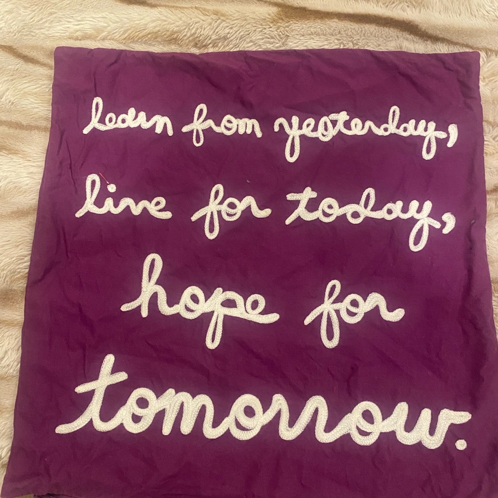 Purple Pillow Cover with Inspirational Quote for deco pillow